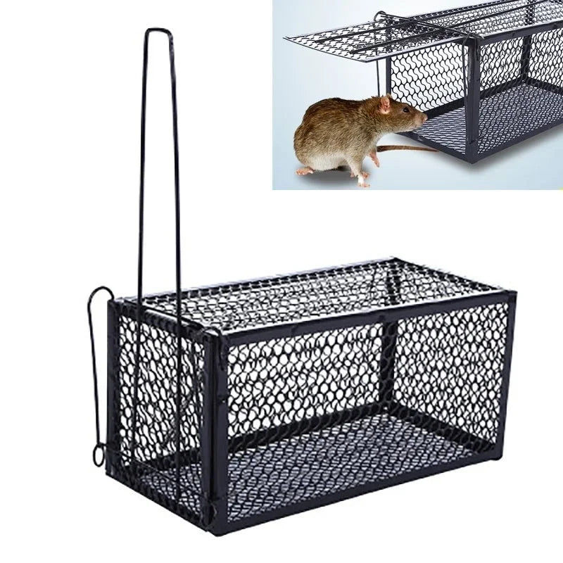 Smart Self-locking Mousetrap Safe Firm Iron Net Household Mouse Qme Black
