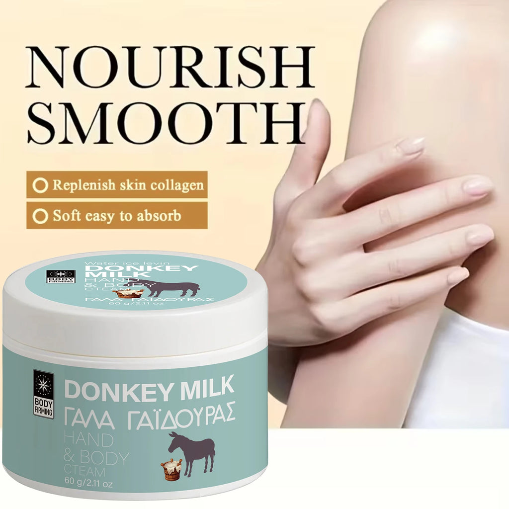 Donkey Milk Hand & Body Cream, Moisturizing & Firming Cream with Hyaluronic Acid & Coconut Oil for Nourished Skin Qme