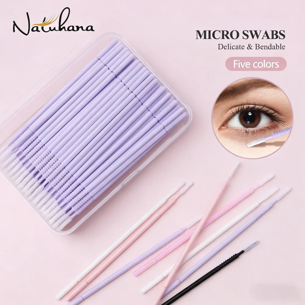 NATUHANA Microbrush Eyelash Cleaning Cotton Swabs Individual Lashes Qme