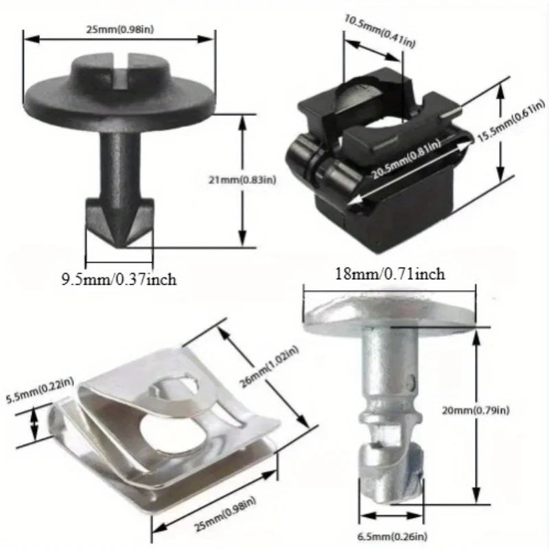 Engine engine hood screw kit, floor panel lower cover clamp accessory set, compatible with A4, A6, A8, TT Qme