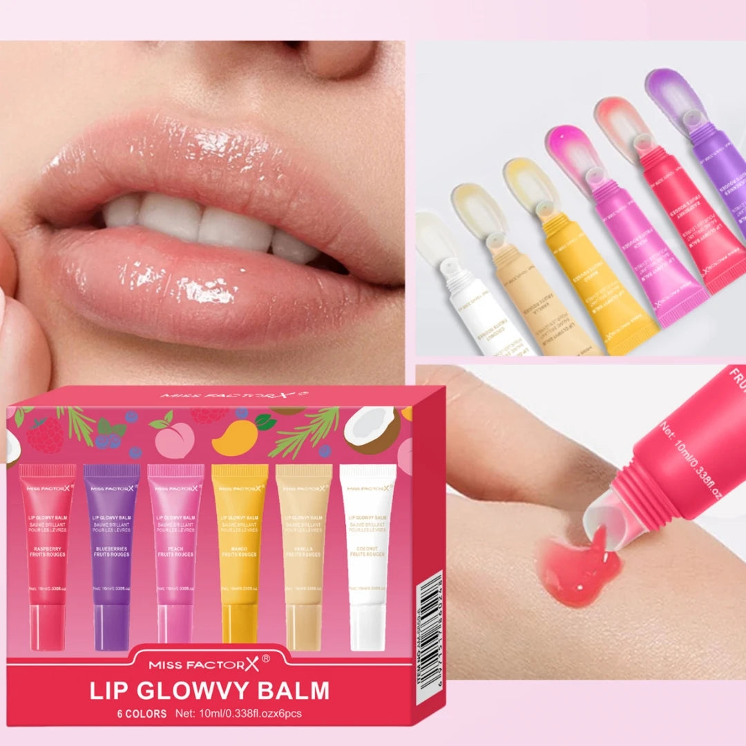 6-piece fruit flavored lip gloss set, moisturizing lip oil, glossy hydration, the best choice for women's holiday gifts Qme