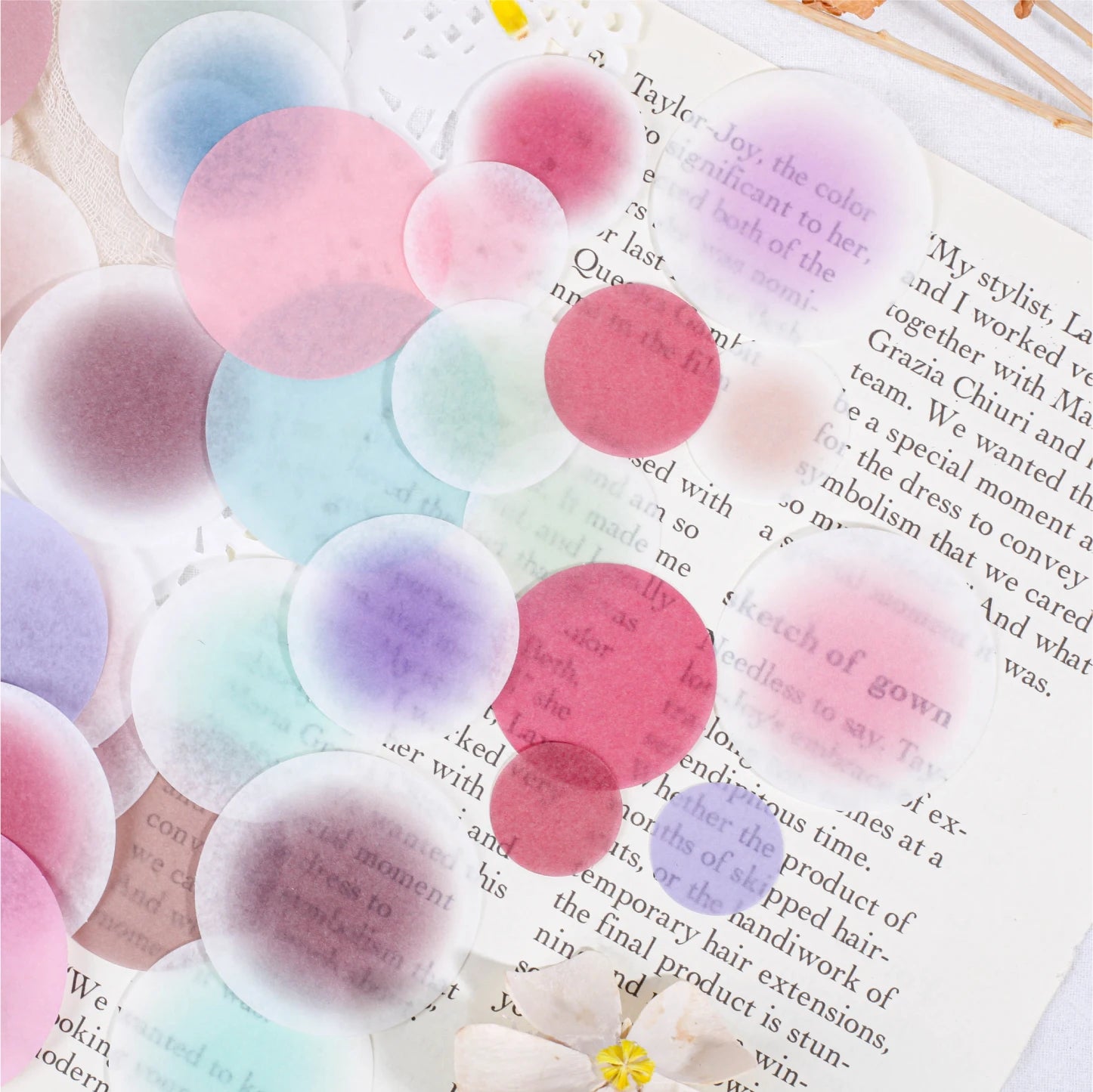 30 Sheets Watercolor Dot Adhesive Stickers Pack Labels Decoration for Diary Album Planner Scrapbook Notebook Journaling Supplies Qme