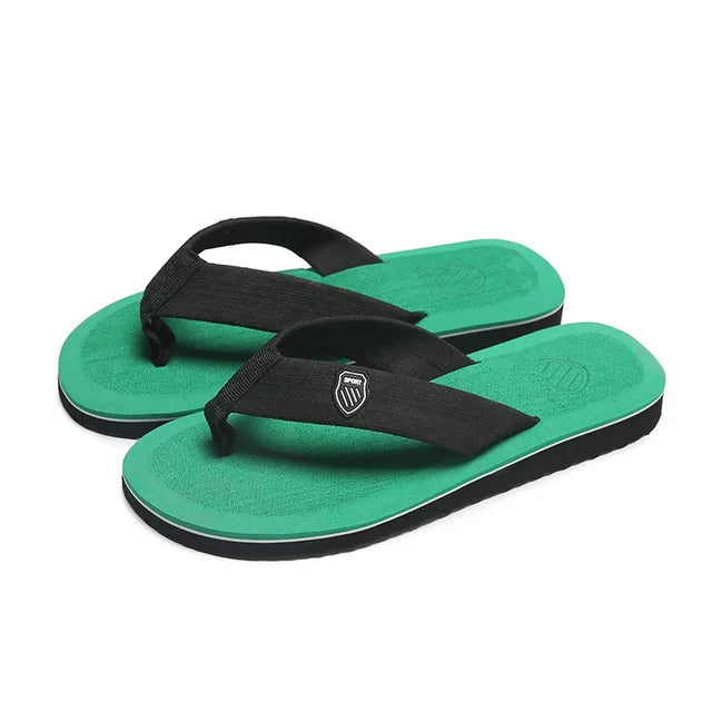 2025 Summer New Men's Flip Flops Indoor Outdoor Beach Sandals Thick Soft Sole Bathroom Slides Shoes Man Non-slip Home Slippers Qme Green 41