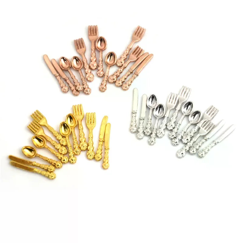 1 12 Dollhouse Miniature Fork Knife Soup Tableware Kitchen Furniture Qme