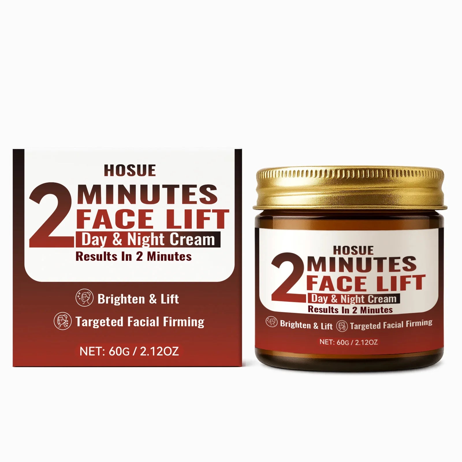 2 Minutes Facial Lift Day & Night Cream with Retinol Hyaluronic Acid Collagen Anti-Aging Lifting Tightening Firming Face Cream Qme 60g Boxed
