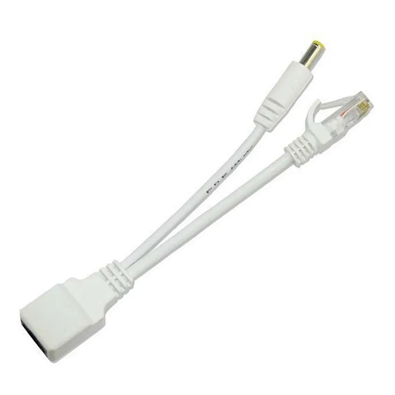 10PCS 9-48V POE Splitter Combiner Cable Isolated Gigabit Fast Ethernet Power Supply Adapter Qme White-Male