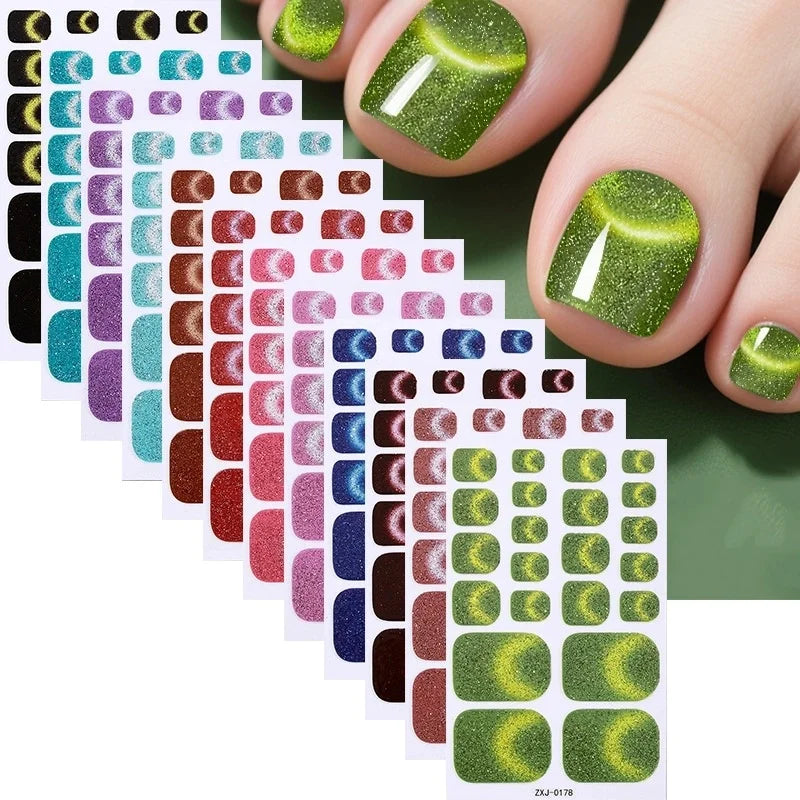 Cat Eye Style Nail Art Stickers Self adhesive Stickers For Toe Nails Full Cover Toenail Polish Stickers DIY Foot Decals Qme