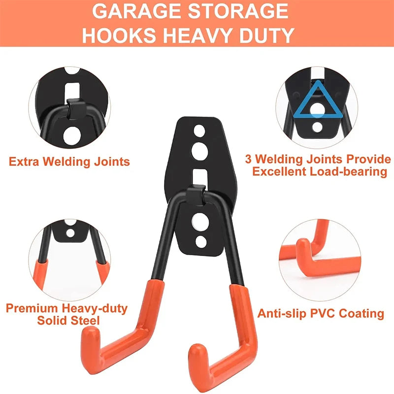 Heavy Duty Metal Hook Garage Organizer Wall Mount Bicycle Hanger Hooks Wall Mount Anti-slip Storage Hook For Ladders Garden Tool Qme