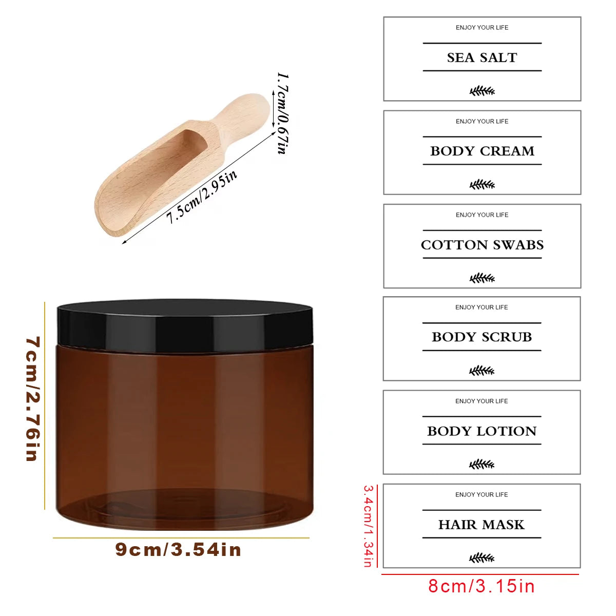 Bath Salt Storage Container Reusable Amber Hair Mask Sea Salt Body Scrub Dispenser Box Bathroom Shower Salt Case Qme