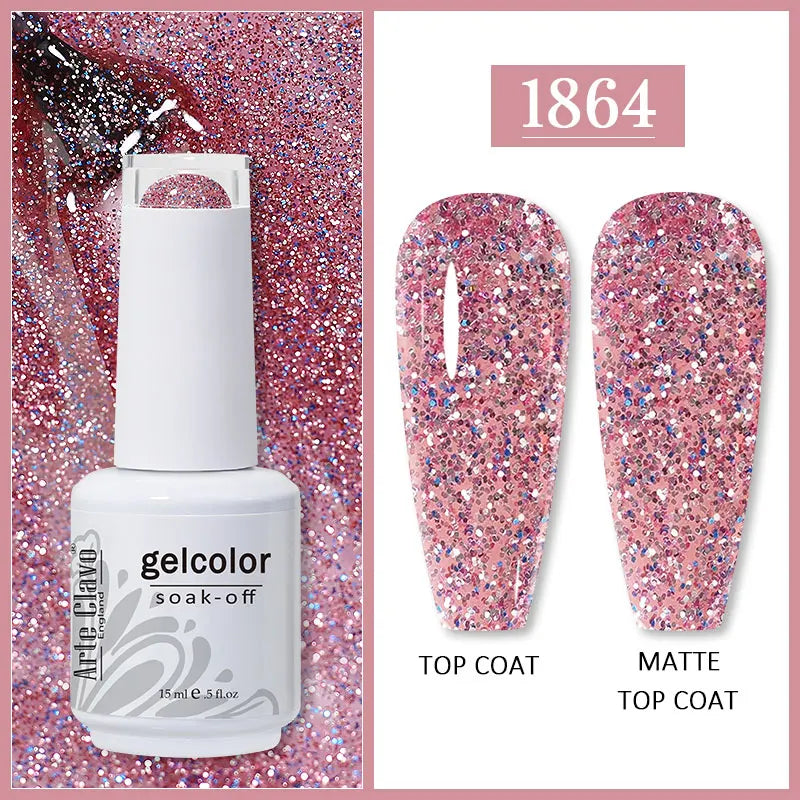 Arte Clavo 99Colors Gel Nail Polish Purple Glitter Sequins Manicure Qme 1864
