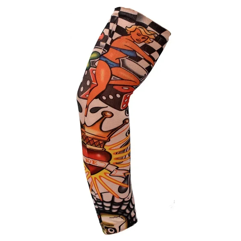 1PCS Arm Sleeves UV Protection Full Arm Cool Outdoor Golf Sports Hiking Riding Arm Tattoo Sleeve Cycling Equipment Qme X18 38-40cm