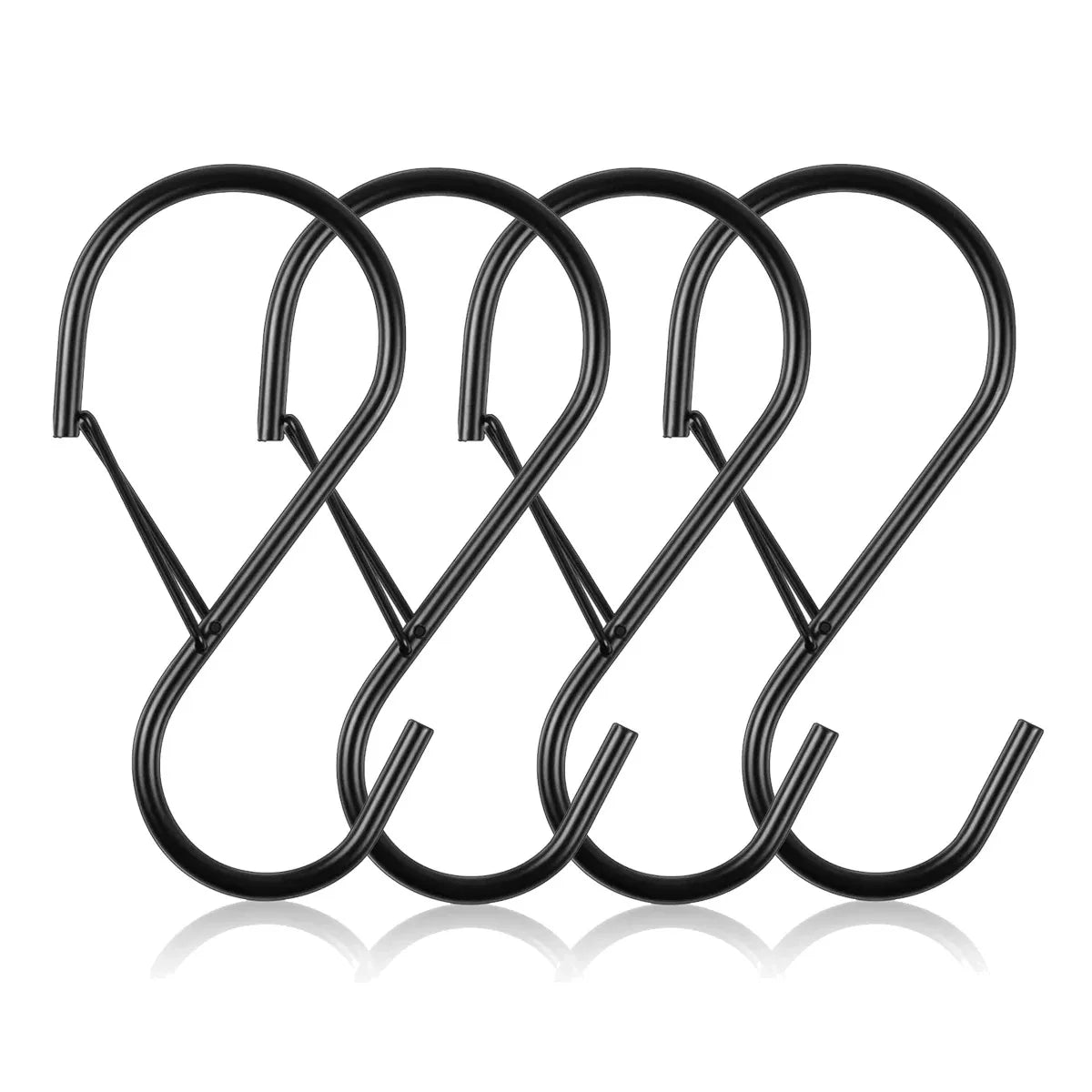 2/4/8PCS S Hooks for Hanging With Safety Buckle Heavy Duty S Hooks Large Metal S Hooks for Hanging Plants Jeans Pots Bags Qme 4PCS