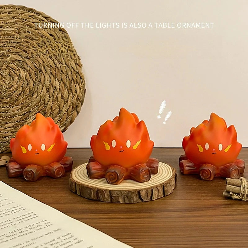 Cartoon Bonfire Night Light Led Electronic Candle Bedroom Bedside Qme