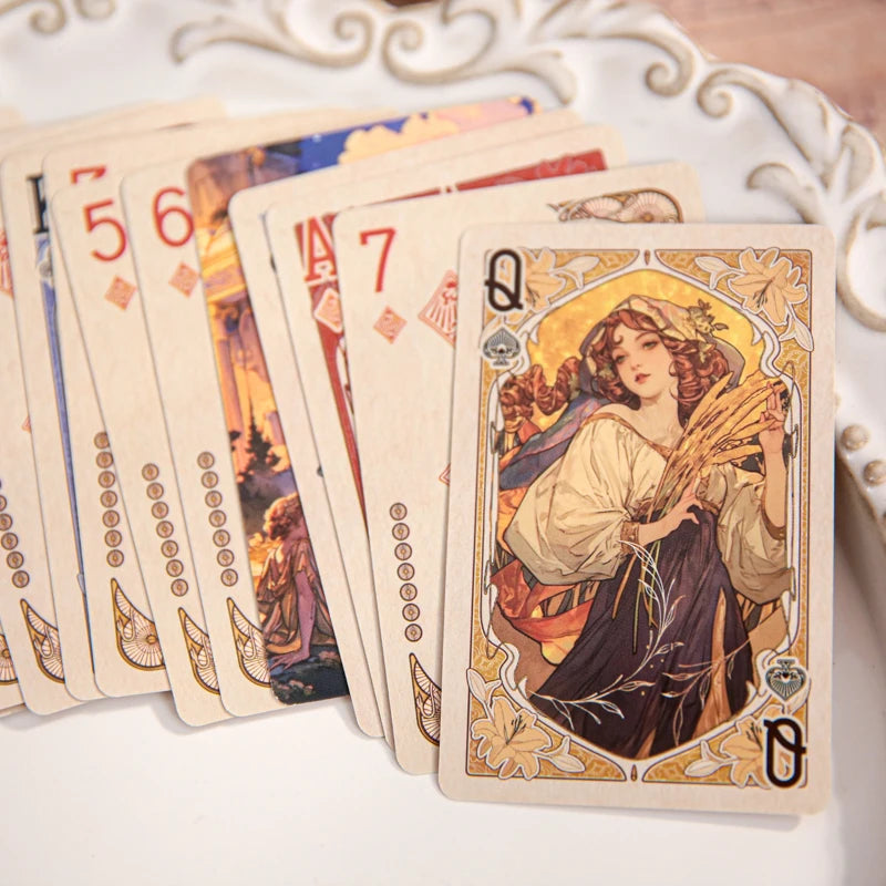 Divine Prayer Series Playing Cards 55 Sheets,Vintage Retro Fashion Theme,Poker Cards for Magic Shows Parties Table Games Gift Qme