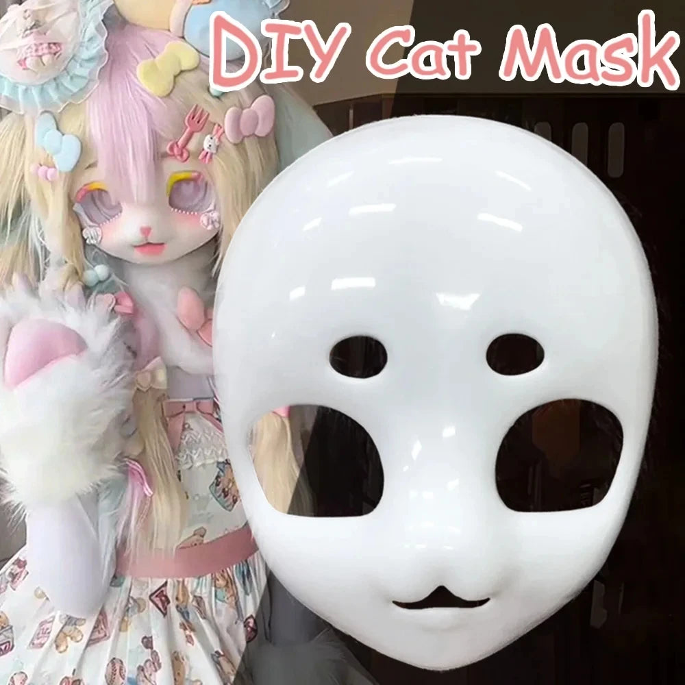 Kigurumi Base Cat Head Skull Mask Cosplay Fursuit Animal Beast Skull DIY Thicken Plastic Masks Carnival Funny Party Costume Prop Qme