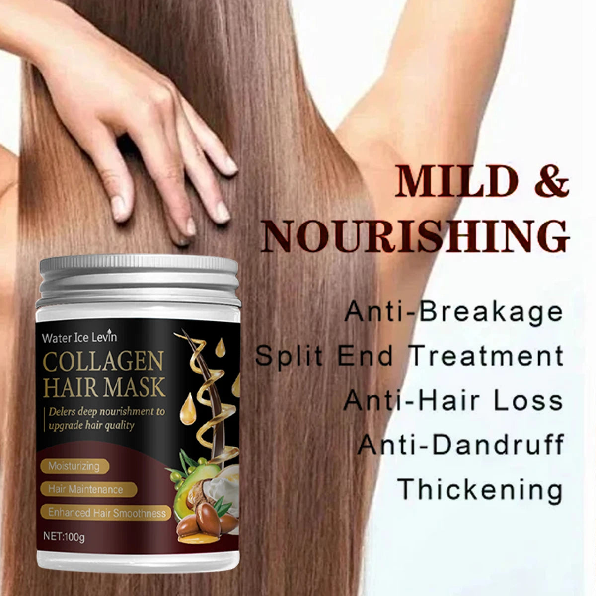 Collagen Hair Mask with Argan & Coconut Oil - Deep Nourishment for Enhanced Smoothness & Moisture. For Men & Women Qme