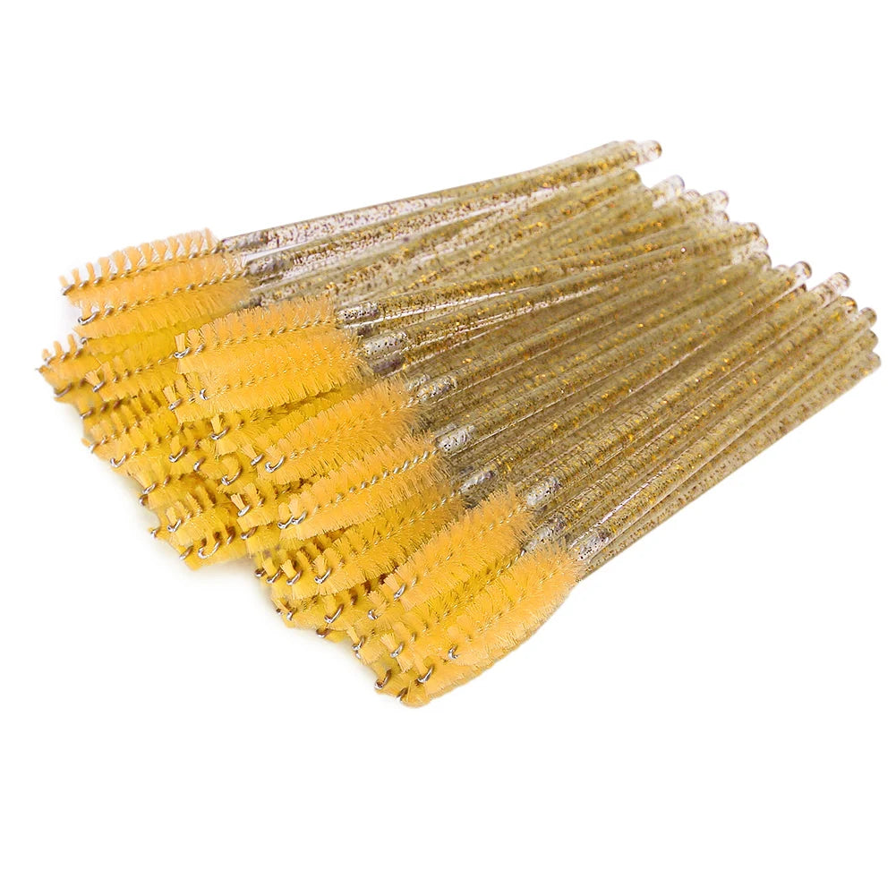 Nylon Makeup Brush Mascara Wands Eyelash Eyebrow Disposable Portable Brush Disposable Eyelash Brush Mascara Eyelash Brush Qme YELLOW