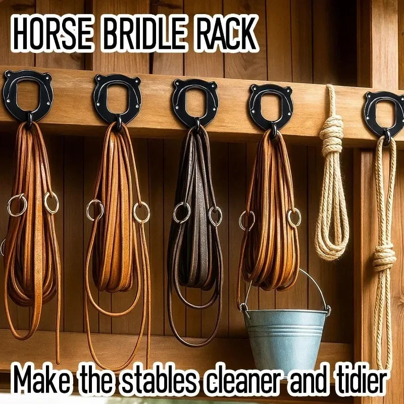 Horse Bridle Rack Bracket Hooks Tack Storage Halter Hanger Metal Qme