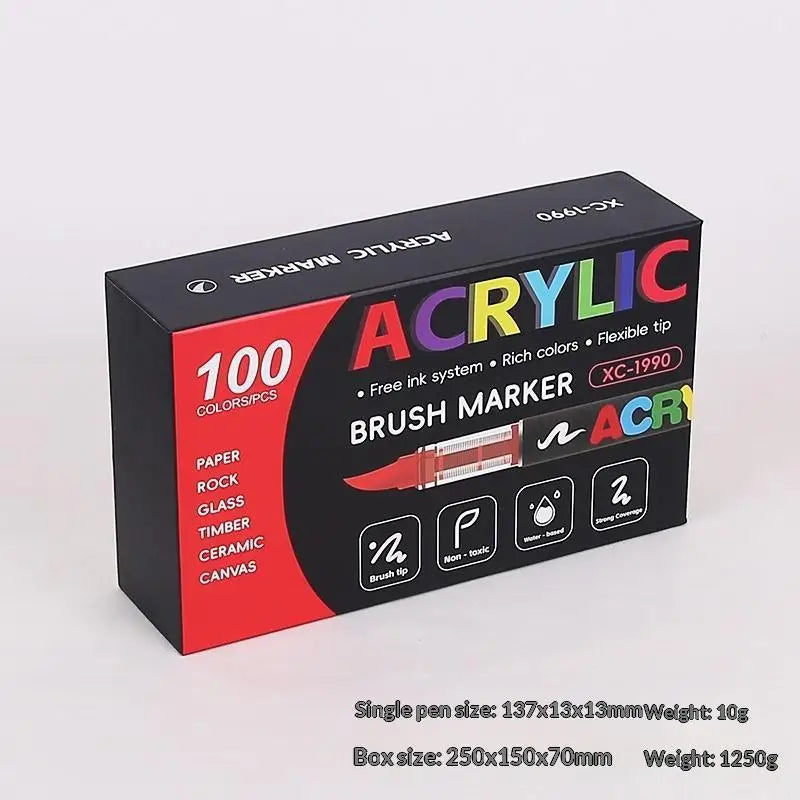 Acrylic Brush Markers Non Toxic Rich Colors Drawing Crafting Paper Qme A