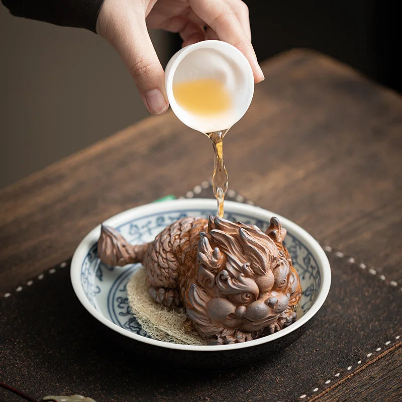Old Rock Mud Unicorn Ornament Chinese Tea Pet Kung Fu Accessories Qme