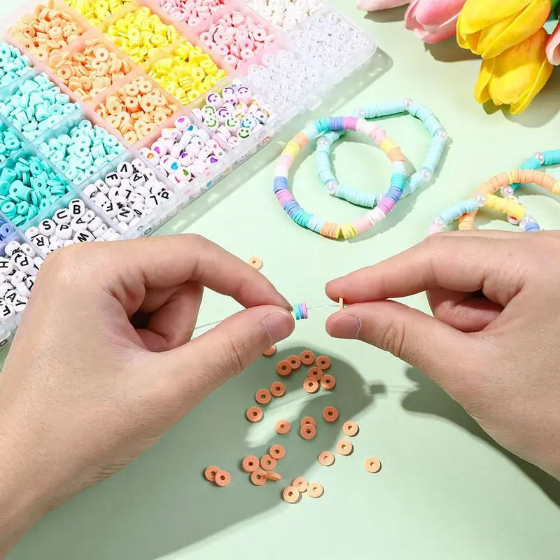 3860PCS Flat Clay Beads Bracelet Making Kit Acrylic Letter Beads Kit for Friendship Bracelets Jewelry Making DIY Crafts Gifts Qme