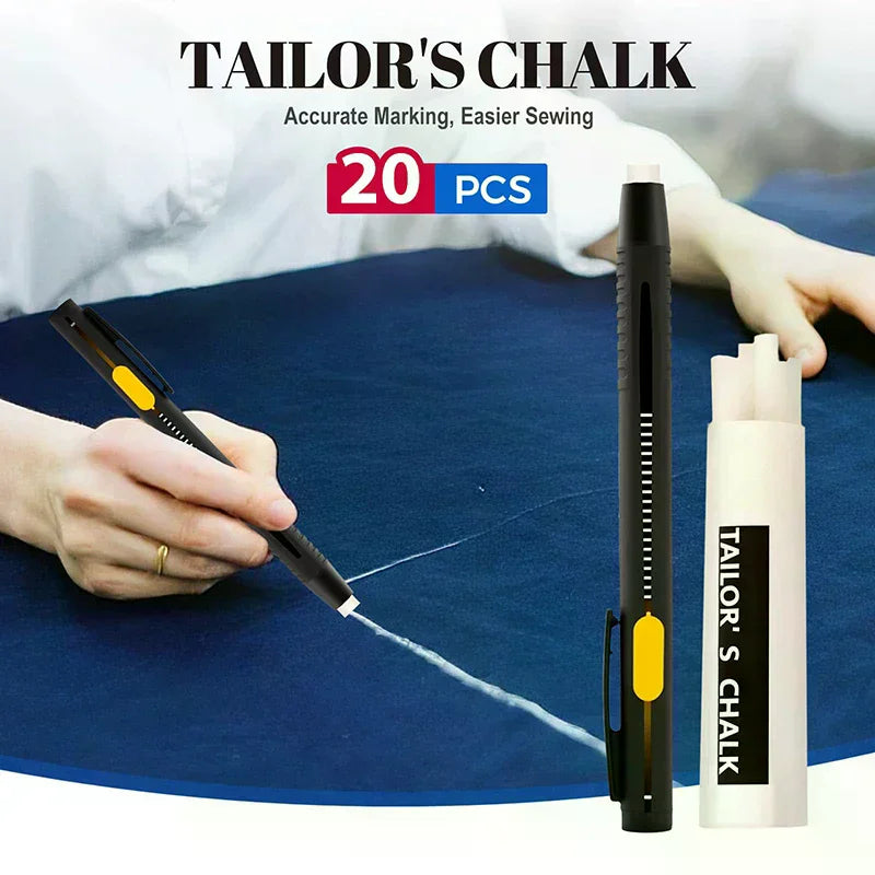 2 Pens+20 Premium Refills Chalk Pencil Patchwork Disappearing Fabric Marker Pens For DIY Craft Sewing Marking Chalk Sewing Qme