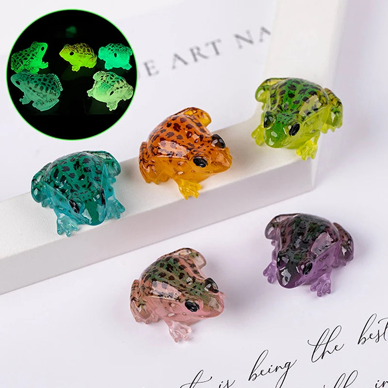 Lot Luminous Frog Figurines Landscape Gifts Resin Miniature Frogs Qme Default Title