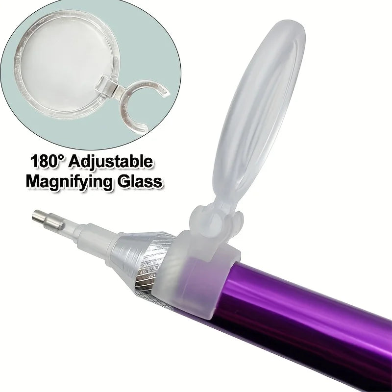 6pcs White Plastic Pen-Style Magnifying Glass Set, Embroidery Laser Magnifier, Painting Magnifier Qme