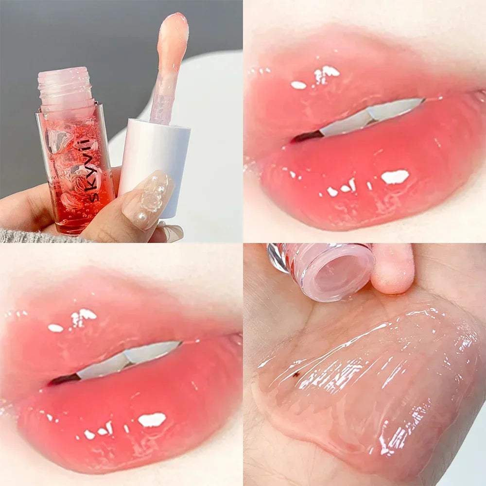 Strawberry Jelly Lip Oil Glossy Tint Glaze Lipstick Moisturize Liquid Fruit Jam Lip Beauty Treatment Transparent Hydrating Balm Qme 02