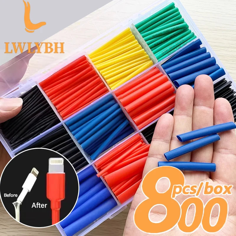 Insulation Heat-shrinkable Sheath Set Colored Thermoresistant Heat Shrink Tube Charger Cable Protector Connect Sleeved Cable Qme