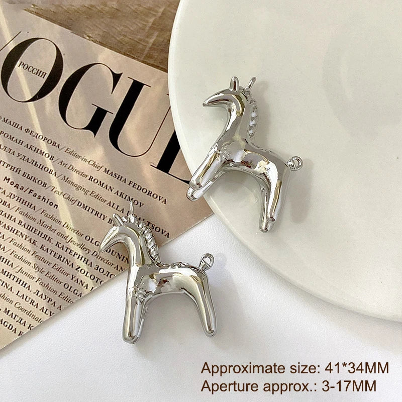 1Pcs Cute Gold Silver Color Horse Charms Pendants For Jewelry Making Necklace Earrings Bracelet DIY Accessories Supplies Qme A11