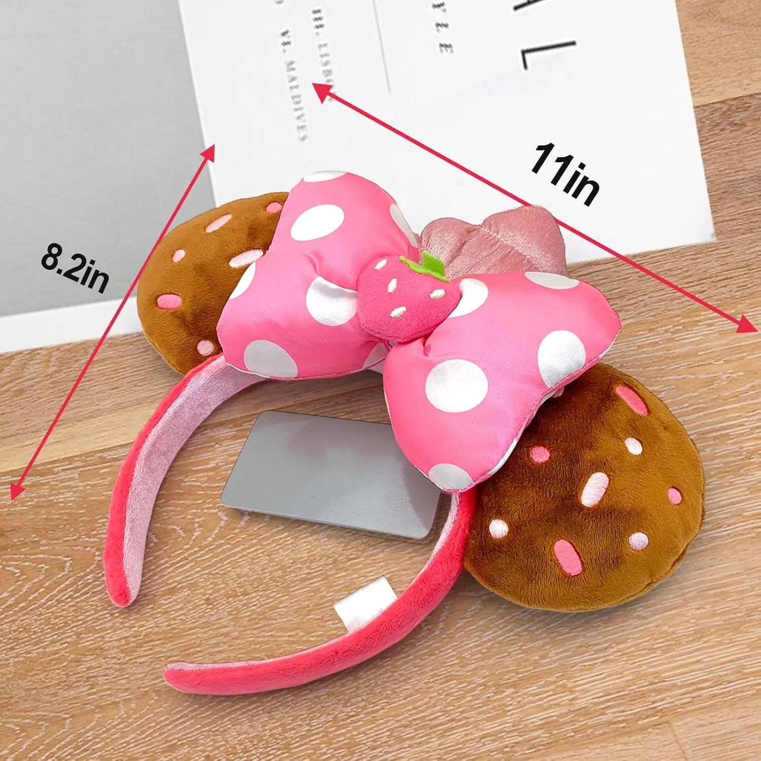 Mouse Ears Headbands Strawberry Bow birthday Princess Party Decoration Cosplay Hair Accessories Hairband for girl Women Adult Qme