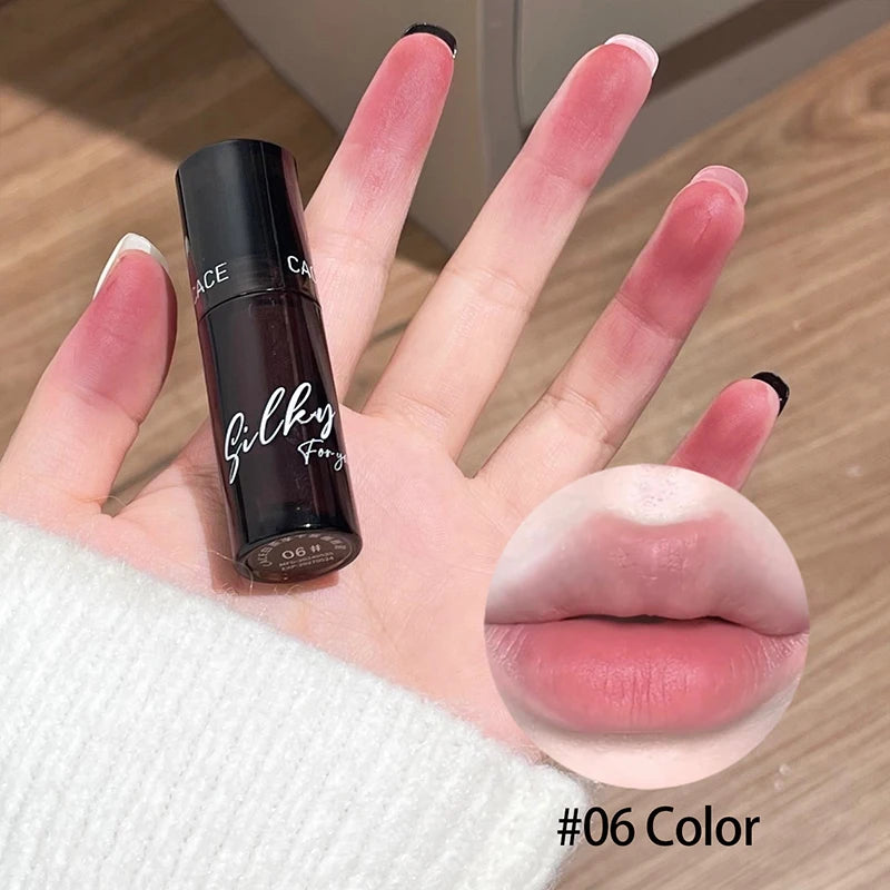Lip Gloss Matte Velvet Lip Mud Rose Red Brown Stain Lip Tint Waterproof Long-Lasting Velvet Mist Lip Clay Korean Makeup Cosmetic Qme 06