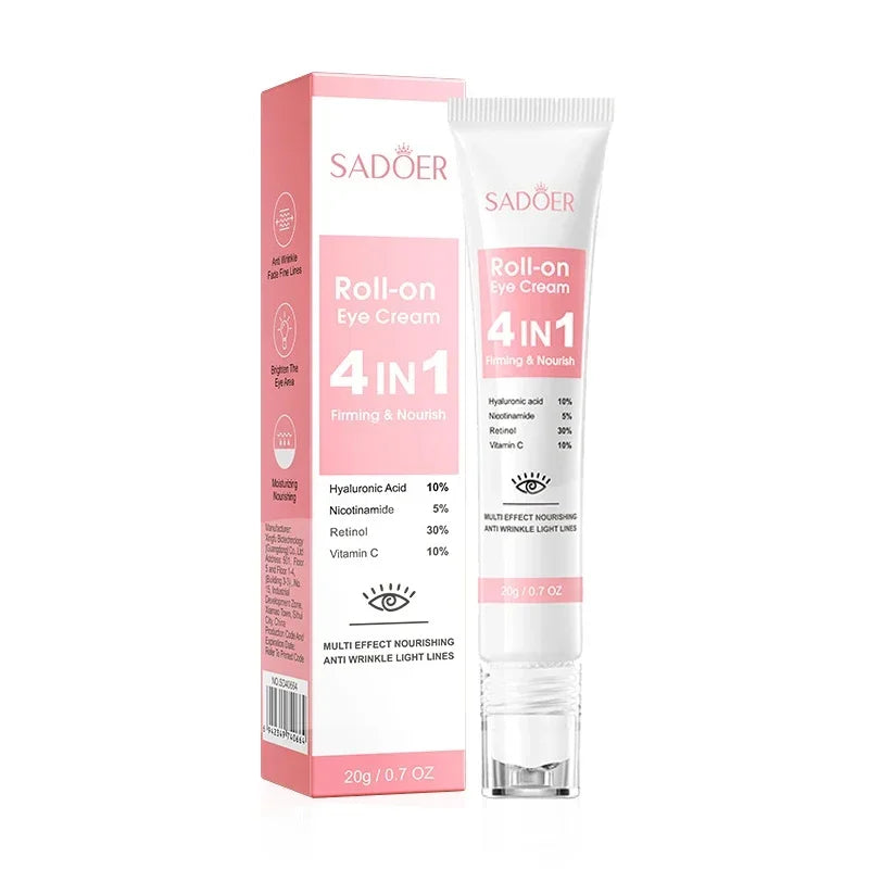 SADOER 4in1 Roll-on Moisturizing Eye Cream Anti Dark Circles Eyes Bags Firming Moisturizing Eye Serum Skin Care for Beauty Eyes Qme Default Title