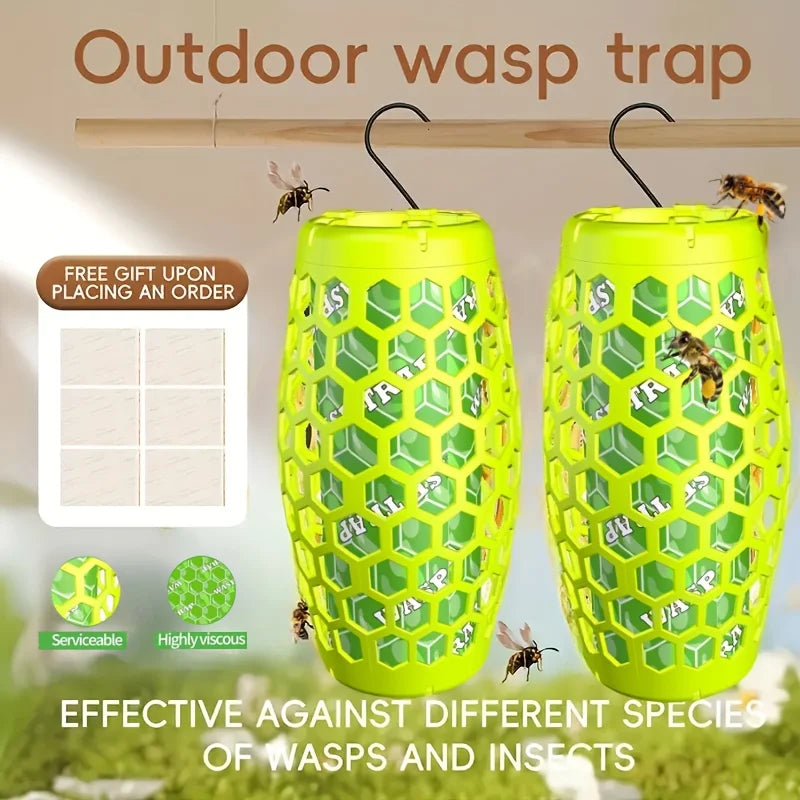 2PCS Wasp Trap Outdoor Hanging Carpenter Bee Hornet Catcher Reusable Yellow Jacket Trap Bee Killer Wasp Catcher Outside Garden Qme