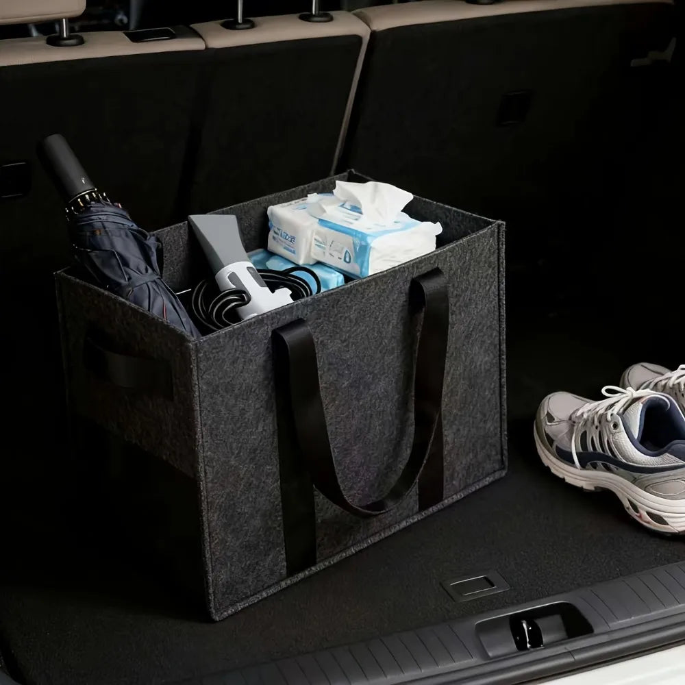 Portable Multi Compartment Tote Extra Thick Felt Storage Box With Handles Used For Car Trunk Storage Qme
