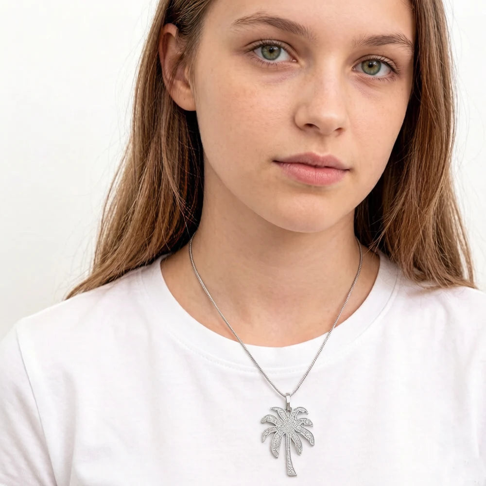Pendant Palm Tree Pave Brand New Fashion Jewelry Europe 925 Sterling Silver Accessories Gift For Women & Men Qme