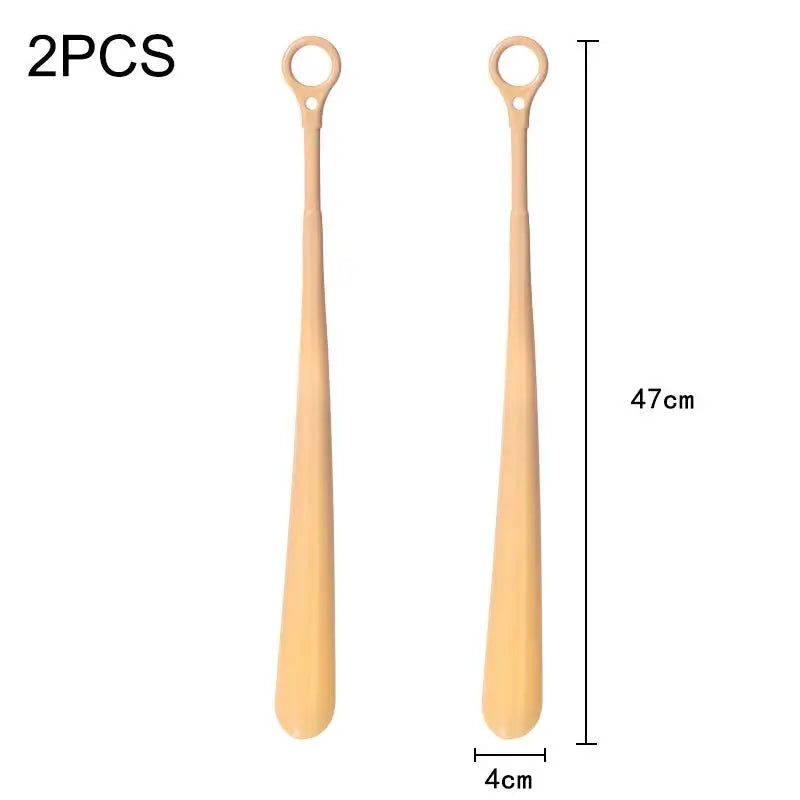 1 Woman Elderly Lazy People Shoe Horns Hangable Plastic Extra Long Qme A6 2Pcs