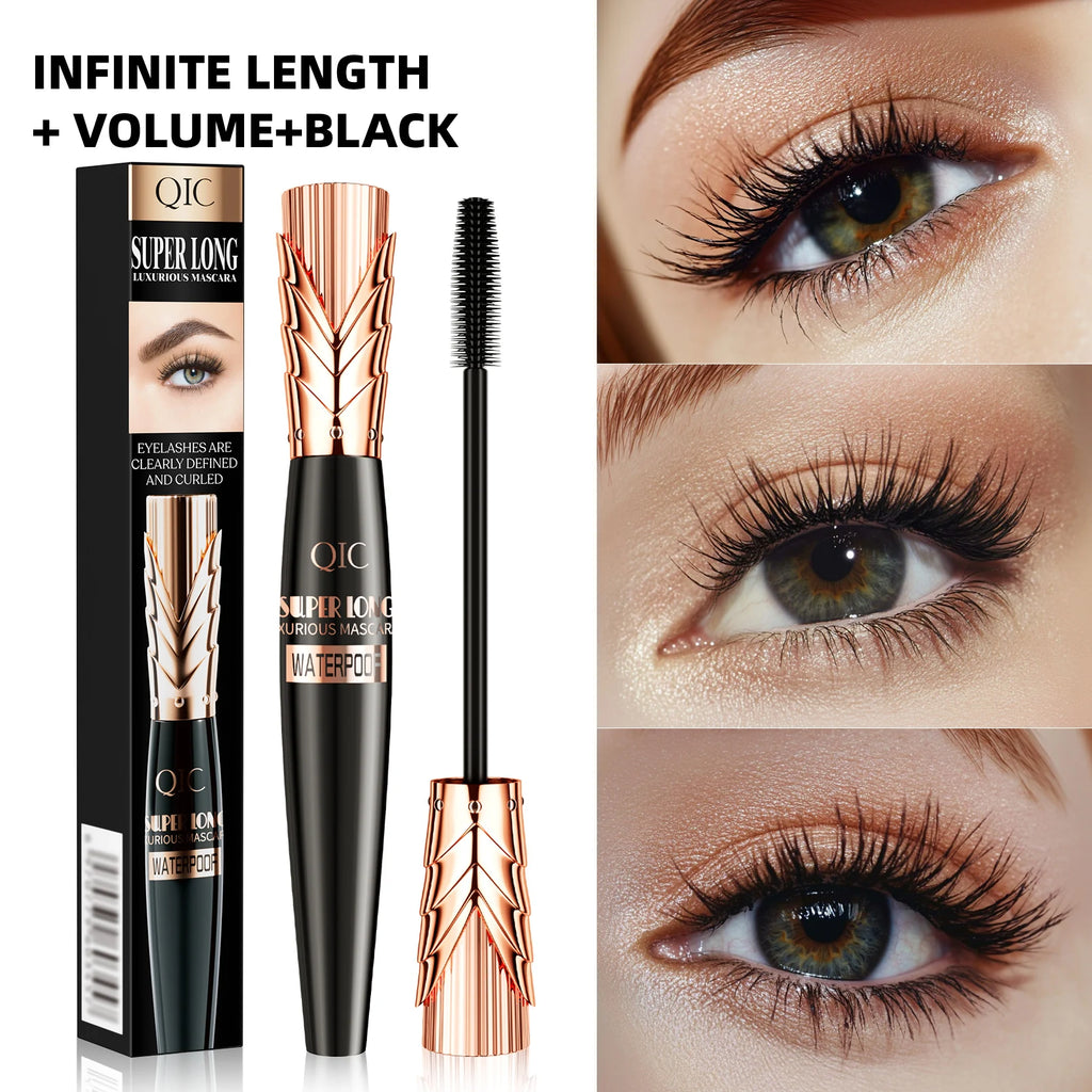 5D Black Waterproof Mascara Lengthens Eyelashes Extension Thick Silk Fiber Mascara Female Makeup Eye Cosmetics Tools for Gifts Qme Q845