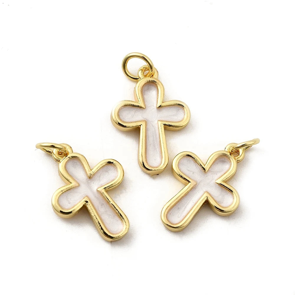 PandaHall 20pcs Brass Cross Pendants, Tarnish Resistant, 18x13x2mm for DIY Jewelry Making Qme
