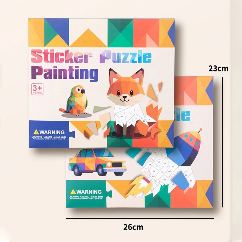 3D Puzzle Sticker DIY Craft Art Kit with Self-Adhesive Paper Back-to-School Gift Animal Collages Creative Handcraft Educational Qme