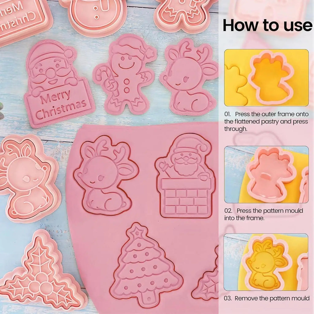 Christmas Cookie Cutter 8 Fudge Press Shapes Pressable Pastry Mold Qme China Mainland
