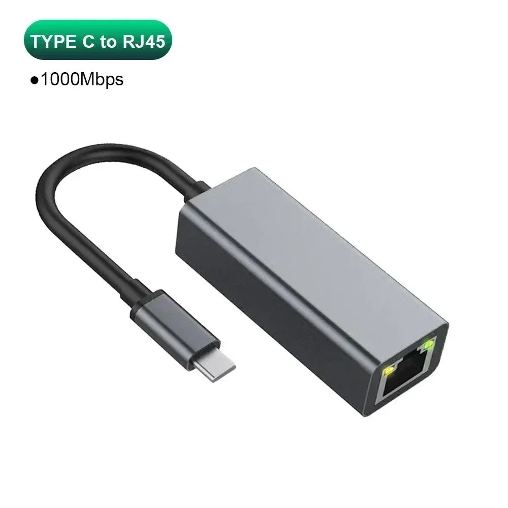 USB Type C Ethernet Adapter Network Card USB Type-C To RJ45 100/1000Mbps Lan Internet Cable For MacBook PC Windows XP 7 8 10 LUX Qme USB C gray gigabit