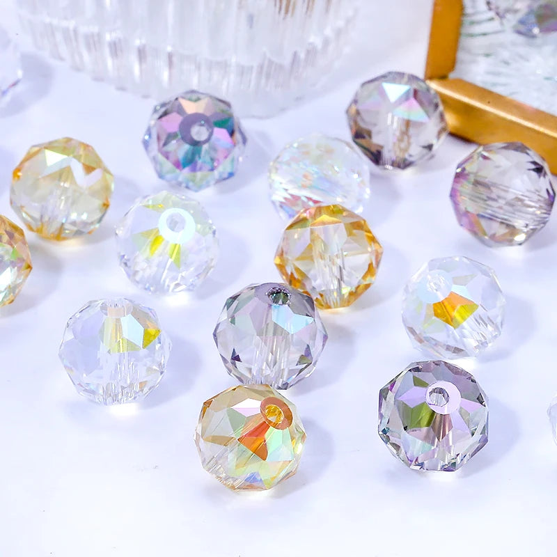 8mm/10mm Transparent Austria Crystal Glass Beads Roundle Spacer Loose Bead for DIY Bracelet Necklace Jewelry Making Accessories Qme