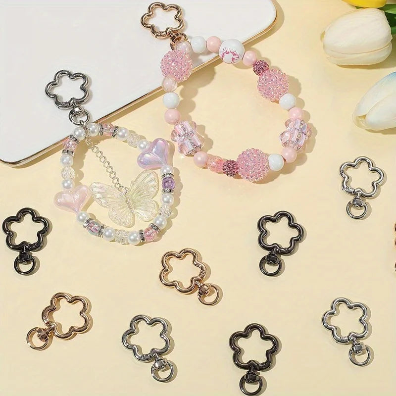 Flower Keychain Clasp Swivel Snap Key Chain Bulk Gold Silver Metal Cute Blossom Spring Snap Lobster Claw Hook For Keyring Craft Qme