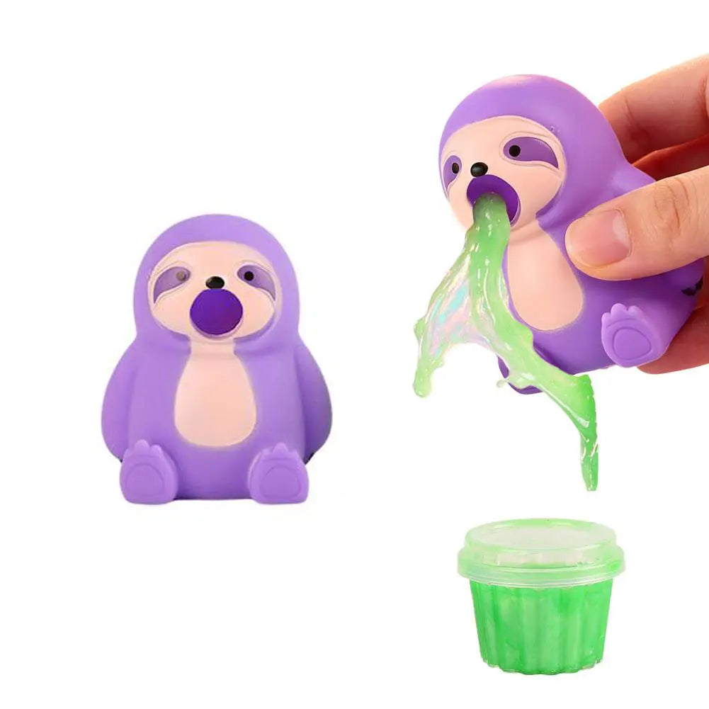 Animal Slime Squeeze Toy Puking Sucking Stress Relief Reusable Qme B Sloth