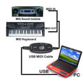 1 PC USB To MIDI Cable Converter PC To Synthesizer Music Studio Keyboard Interface USB Cable IN-OUT MIDI Converter Adapter Cord Qme black