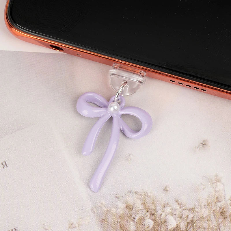 Contemporary Bow Design Type-c Phone Dust Plug Pendant Offers Qme A6