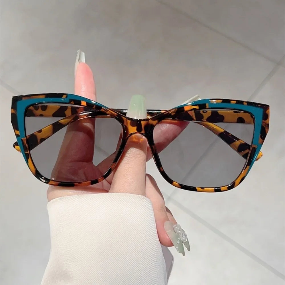 Exquisite Y2k Cat Eye Sunglasses Steampunk Contrast Color Fashion Sunglasses Square Frame Gradient Fashion Shades Driving Qme