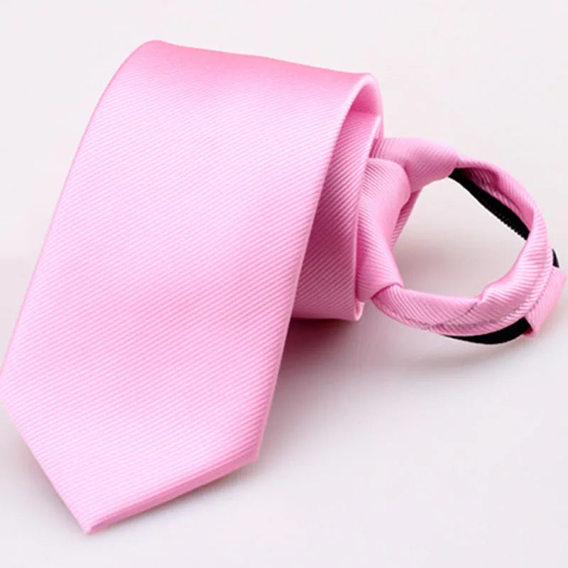 Men Tie Solid Regalia Business Stripe Clips Knot Zipper Automatic Qme rt-5